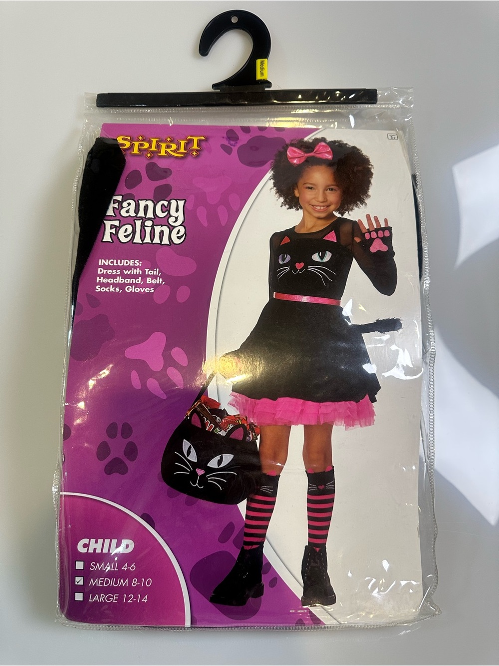 Spirit Fancy Feline Kids Black and Pink Dress Costume